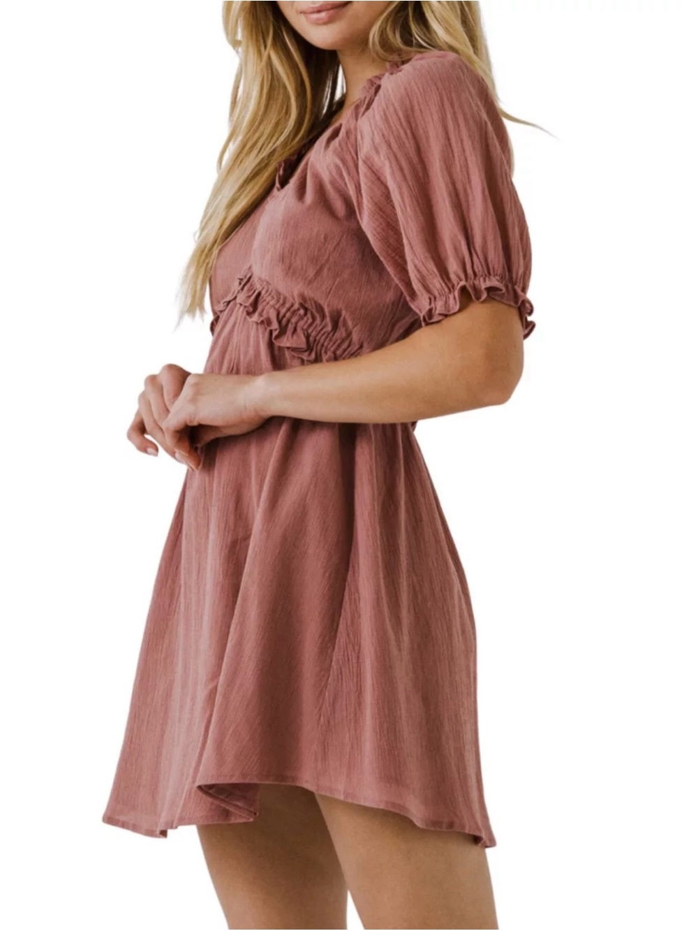 Free The Roses Rust Ruffle Mini Dress – Women’s Size Large